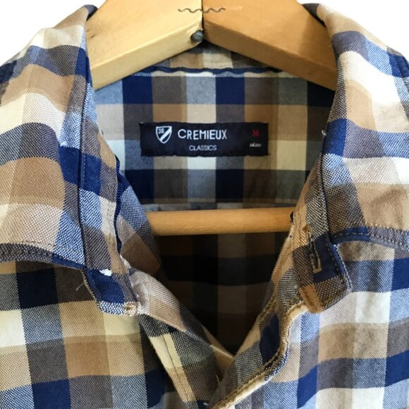 Upcycled Patchwork Plaid Shirt, Size M-L: Boho Mixed Print Top, Star Appliqué - Picture 4 of 11